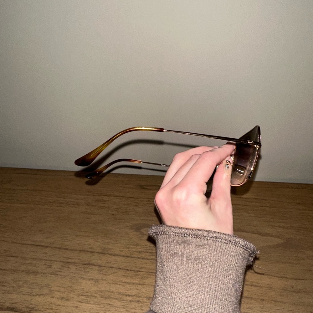 Ray-Ban Gold Frame Sunglasses with Brown Gradient Lenses - Picture 5 of 8
